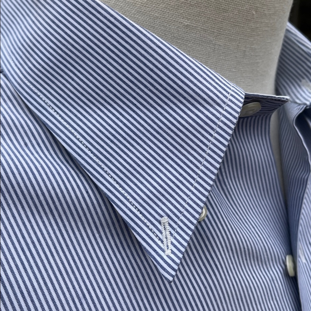 NWOT Brooks Brothers Grey/White Pinstripe Non-Iron L/S Button-Down Shirt 16.5